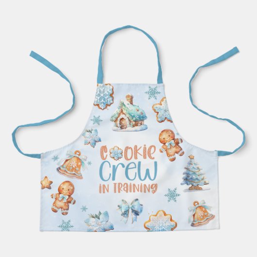 Cookie Crew in opleiding Kerstblauw peperkoek Schort (Voorkant)