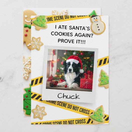 Cookie Crime Scene Funny Dog Christmas Card Bedankkaart (Voorkant / Achterkant)