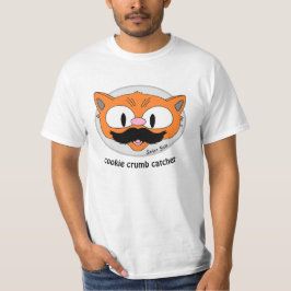 Cookie Crumb Catcher Mustache Humor Cartoon Cat T-shirt