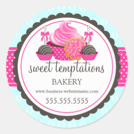 Cookie Cupcake Bakery Box Poppen Ronde Sticker