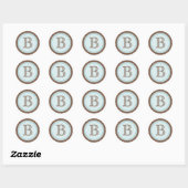 Cookie Cut Chocolate Aqua Monogram Initiaal Sticke Ronde Sticker (Vel)