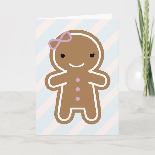 Cookie Cute Kawaii Gingerbread Girl Feestdagen Kaart (Voorkant)