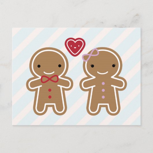 Cookie Cute Kawaii Gingerbrood Couple Briefkaart (Voorkant)