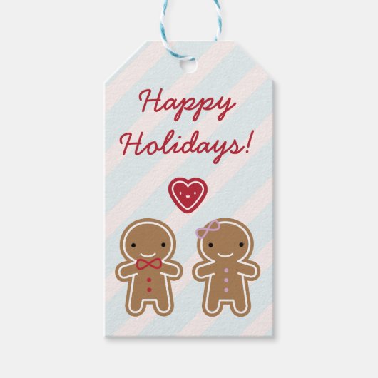 Cookie Cute Kawaii Gingerbrood Couple Cadeaulabel (Voorkant)