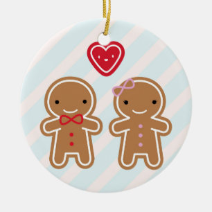 Cookie Cute Kawaii Gingerbrood Couple Keramisch Ornament