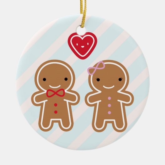 Cookie Cute Kawaii Gingerbrood Couple Keramisch Ornament (Voorkant)