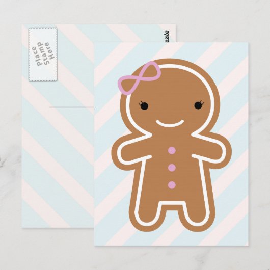 Cookie Cute Kawaii Gingerbrood Girl Briefkaart (Voorkant / Achterkant)