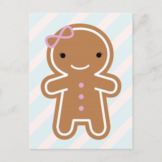 Cookie Cute Kawaii Gingerbrood Girl Briefkaart (Voorkant)