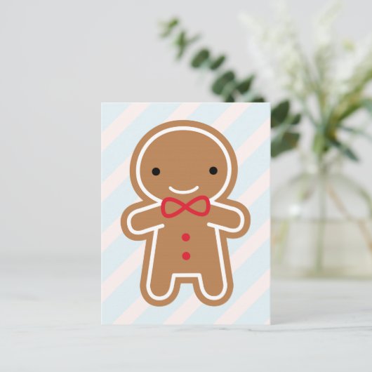 Cookie Cute Kawaii Gingerbrood Man Briefkaart (Staand voorkant)