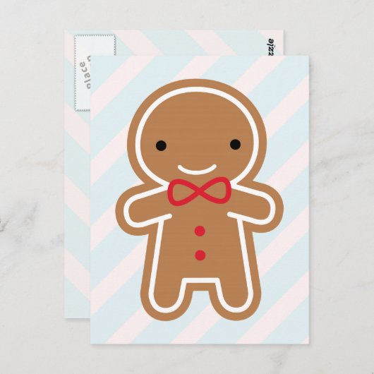 Cookie Cute Kawaii Gingerbrood Man Briefkaart (Voorkant / Achterkant)