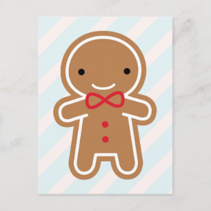 Cookie Cute Kawaii Gingerbrood Man Briefkaart