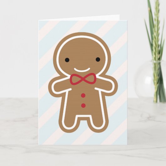 Cookie Cute Kawaii Gingerbrood Man Feestdagen Kaart (Voorkant)