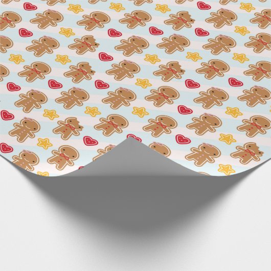 Cookie Cute Kawaii Gingerbrood Mannen Cadeaupapier (Hoek)