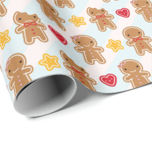 Cookie Cute Kawaii Gingerbrood Mannen Cadeaupapier