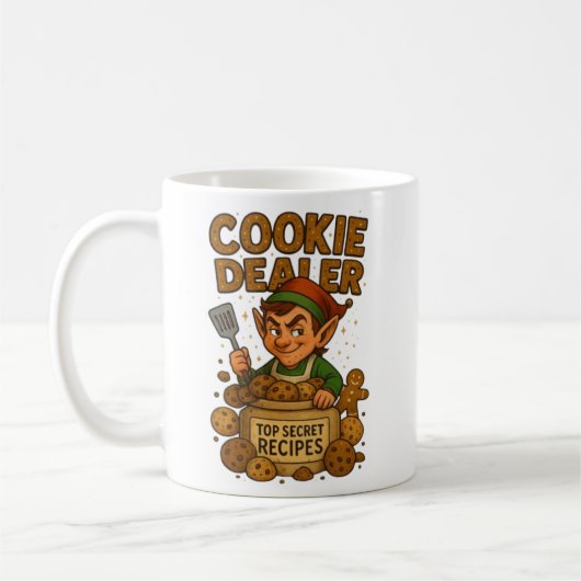 Cookie Dealer Mok | Grappige Elf Kerst Mok (Links)