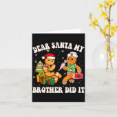 Cookie Dear Santa My Brother Did It Funny Christma Kaart (Gele Bloem)