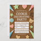 Cookie Decorating Hout Verjaardag Uitnodiging (Voorkant / Achterkant)