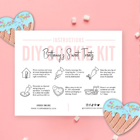 Cookie Decorating Kit Instructies Blush Roze Logo Bedankkaart