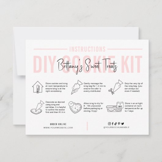 Cookie Decorating Kit Instructies Blush Roze Logo Bedankkaart (Voorkant)