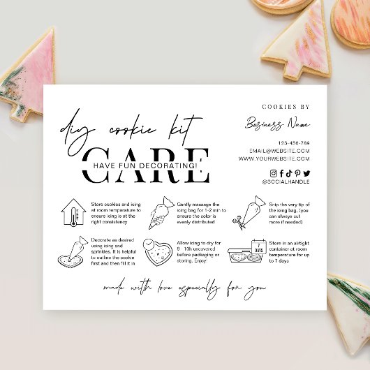 Cookie Decorating Pack Instructies Minimale Bakker Bedankkaart