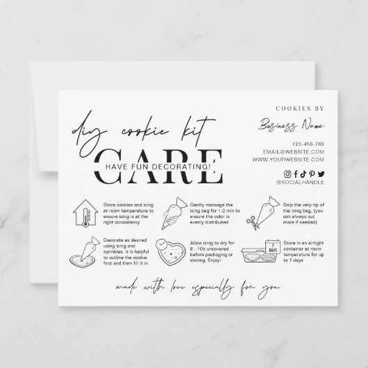 Cookie Decorating Pack Instructies Minimale Bakker Bedankkaart (Voorkant)