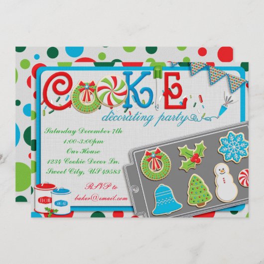 Cookie Decorating Party uitnodiging (Voorkant / Achterkant)