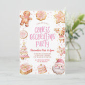 Cookie Decorating Roze Kerstfeest Kaart (Staand voorkant)