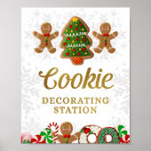 Cookie Decorating Station Kerst Party Sign Poster (Voorkant)