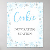 Cookie Decorating Station Sign Winter Blauw Teken Poster (Voorkant)