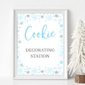 Cookie Decorating Station Sign Winter Blauw Teken Poster
