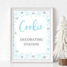 Cookie Decorating Station Sign Winter Blauw Teken