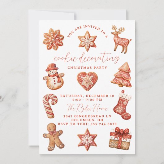 Cookie Decoreren Kerstfeest uitnodiging (Voorkant)