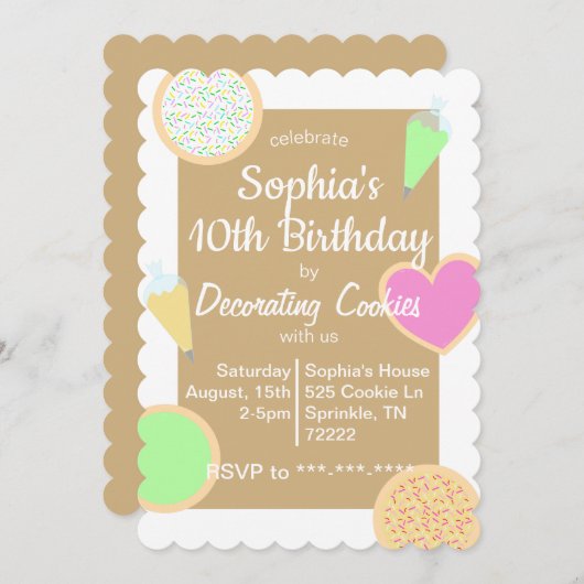 Cookie Decoreren Verjaardag Uitnodiging (Voorkant / Achterkant)