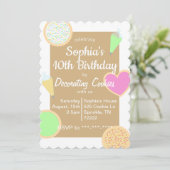 Cookie Decoreren Verjaardag Uitnodiging (Staand voorkant)