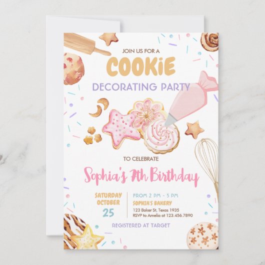 Cookie Decoreren Verjaardagsfeestje Kaart (Voorkant)