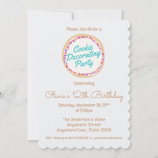 Cookie Decoreren Verjaardagsfeestje Kaart (Voorkant)