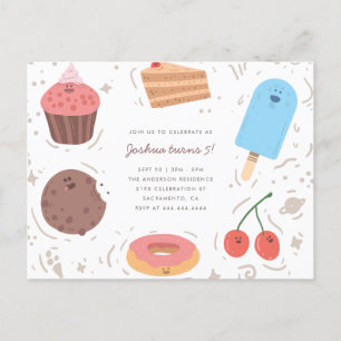 Cookie Donut & Ice Cream Sweet Kinderen Verjaardag Uitnodiging Briefkaart