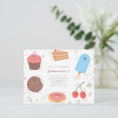 Cookie Donut & Ice Cream Sweet Kinderen Verjaardag Uitnodiging Briefkaart (Staand voorkant)