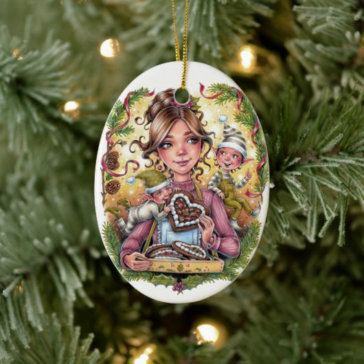 Cookie Elves Schattige Kerstornament Keramisch Ornament (Boom)