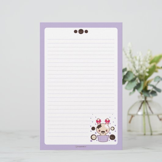 Cookie en Cream Truffle Bunny Briefpapier (Staand voorkant)