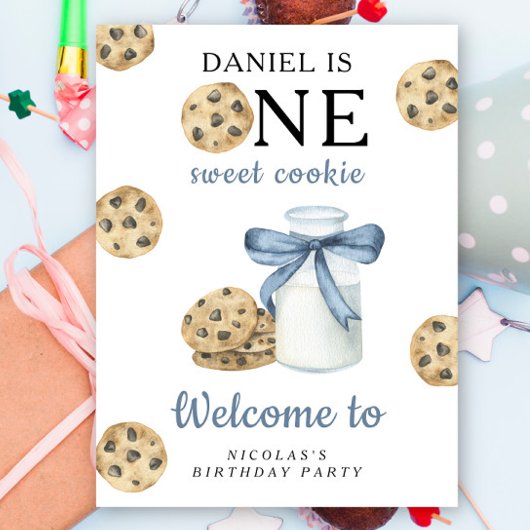 Cookie en melk 1e verjaardagsfeestje poster