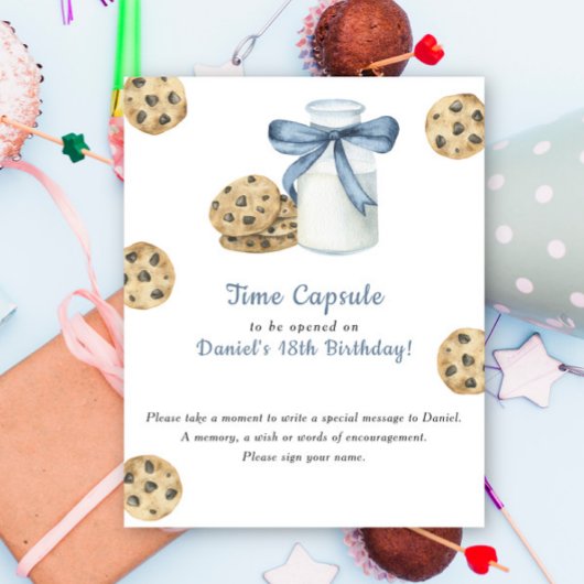 cookie en melk Tijdcapsule 1e verjaardag Poster