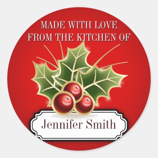Cookie Exchange Baking Gift label met Holly Berry (Voorkant)