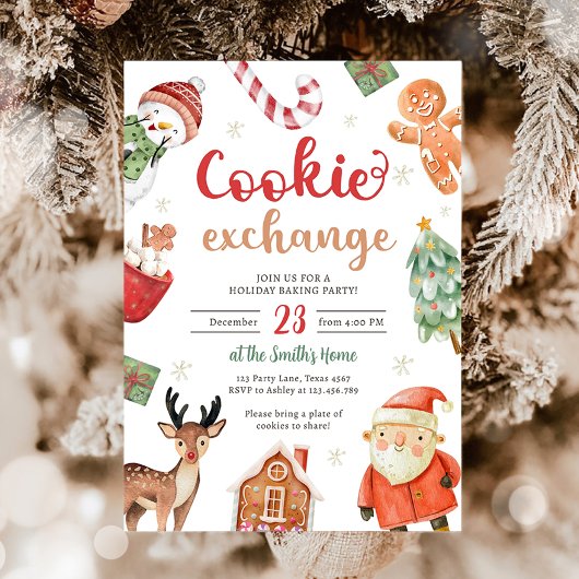 Cookie Exchange Baking Party Kerstvakantie Kaart