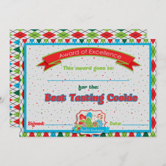 Cookie Exchange Best Tasting Cookie Award (Voorkant / Achterkant)