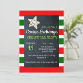 Cookie Exchange Chalkboard Red en Green Stripe lg Kaart (Staand voorkant)