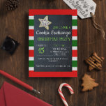 Cookie Exchange Chalkboard Red en Green Stripe lg Kaart<br><div class="desc">Viel de Feestdagen in zoete stijl met deze uitnodigingen van de Uitwisseling van het Koekje. Elk gebied is volledig klantgericht om enkel te zeggen wat u wilt!</div>