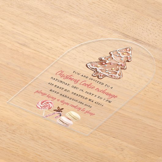 Cookie Exchange Christmas Party Acryl Uitnodigingen (Laagn)