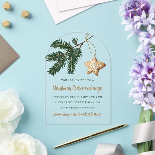 Cookie Exchange Christmas Party Acryl Uitnodigingen (Insitu (Huwelijk))