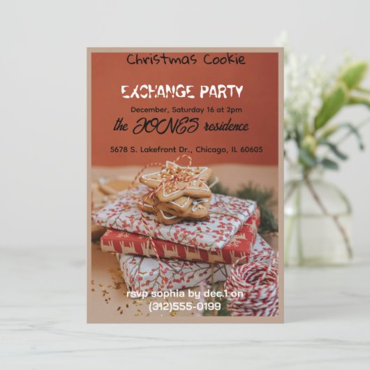 Cookie Exchange Christmas Party Invitation Kaart (Staand voorkant)